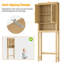 Armoire de rangement en rotin au-dessus de la toilette, organisateur de salle de bain au-dessus de la toilette avec tablette réglable, armoire de toilette derrière, économiseur d'espace pour les toilettes, salle de bain, buanderie, étagère en bois-72605211