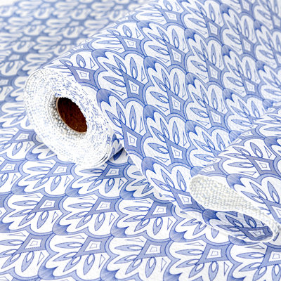 Shelf Liner,Non-Adhesive Non-Slip Cabinet Liners,Drawers Liners,Geometric Blue,12"W x 120"L