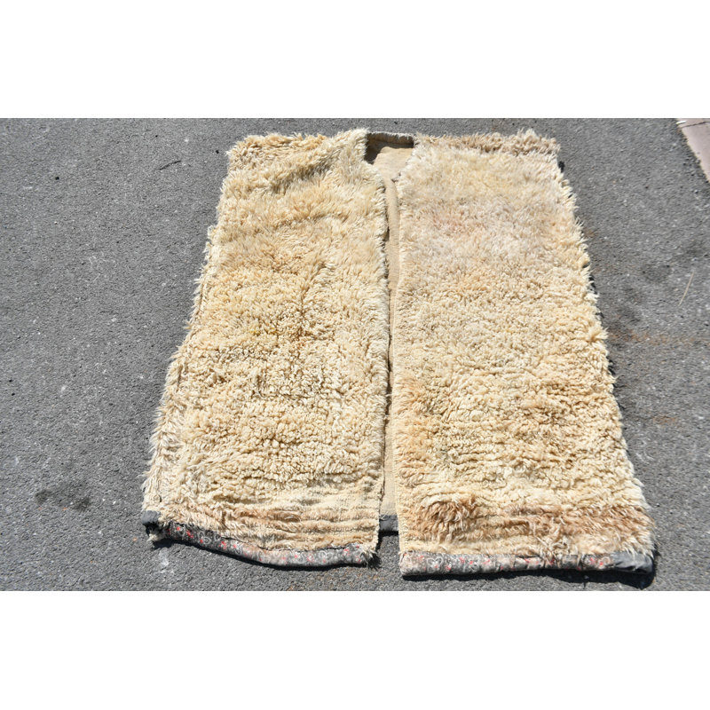 Tapis décoratif turc beige fait à la main, idéal pour l'entrée dans la chambre à coucher et la décoration intérieure