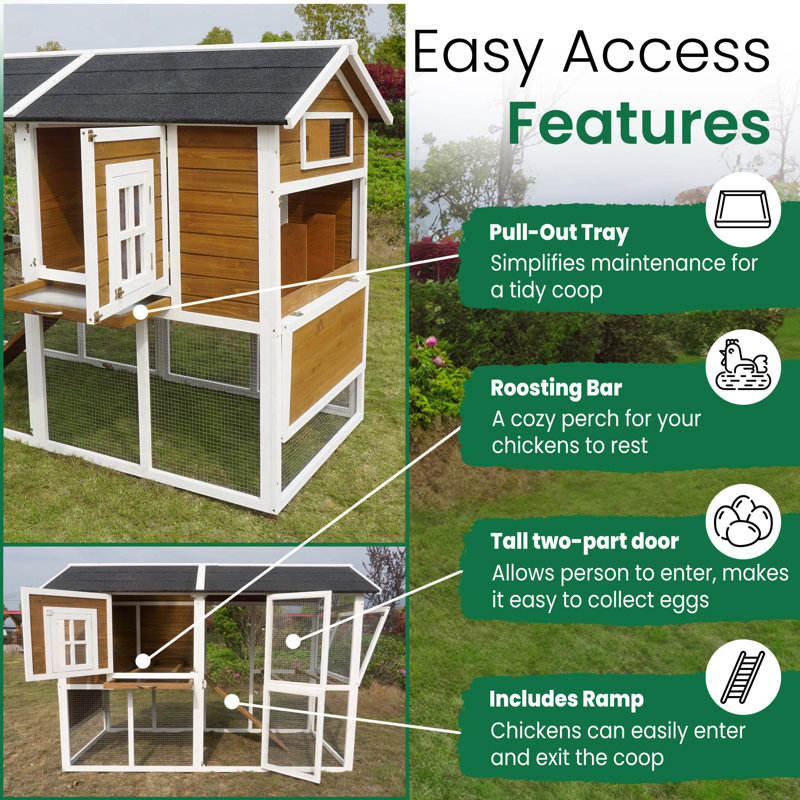 Tincher 33.2 Square Feet Chicken Coop with Chicken Run For Up To 6 Chickens