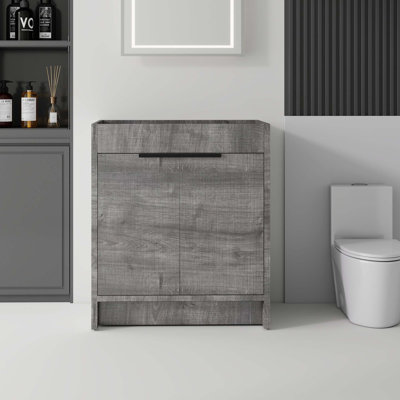 Meuble-lavabo autoportant avec portes à fermeture douce et rangement spacieux