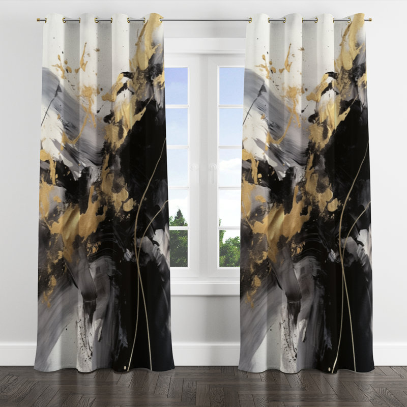 Aundreia - Rideau à œillets occultant abstrait - 1 panneau, L 52 po x L 63 po, Œillets dorés