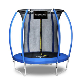 Machrus Moxie Pumpkin-Shaped Outdoor Trampoline Set w/ Premium Top-Ring Frame Safety Enclosure, 6 FT