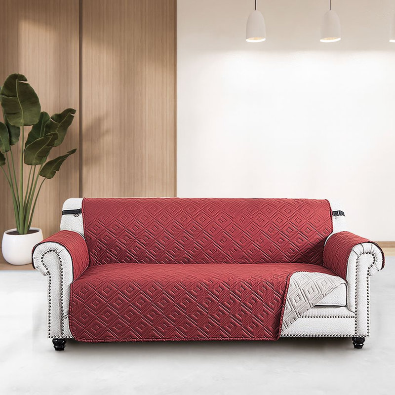 Reversible Waterproof Sofa Cover(With Elastic Strap), 179cm H x 280cm W, Burgundy/Beige