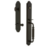 Arc Handleset with Deadbolt and Georgetown Door Lever and Rosette