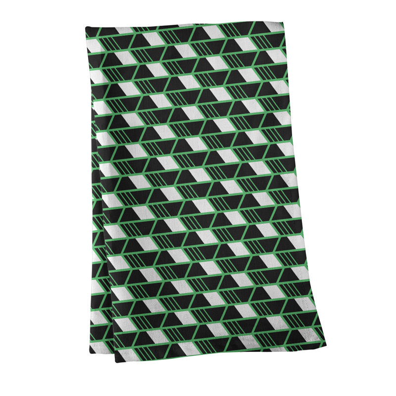 Suoz Tea Towel Kitchen Towel, Poly Twill, Green/Black