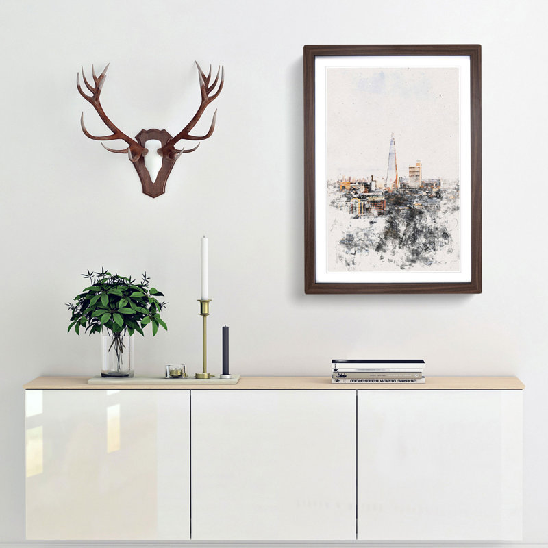 The London Skyline with the Shard - Framed Print, Walnut Framed, 87cm H x 62cm W x 2cm D