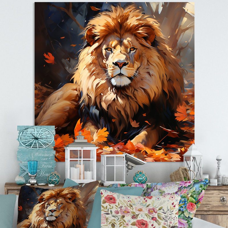 Lion, portrait sauvage Serenade 2 - décoration murale animal lion, H 29 po x l 29 po