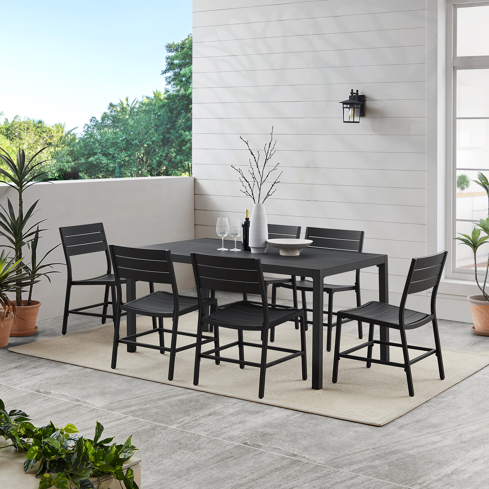 Armando 64" Patio Dining Set, Black