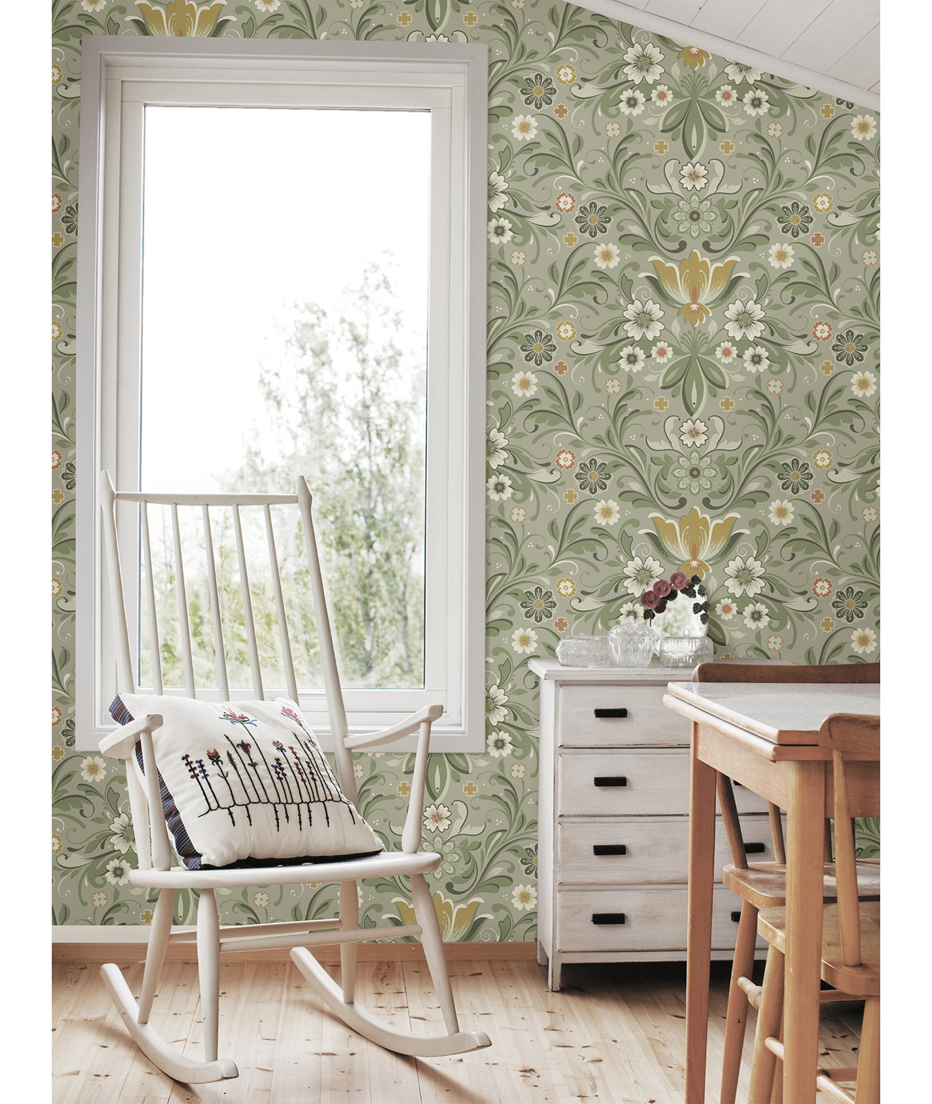 Toddy Floral Wallpaper, Gray/Yellow