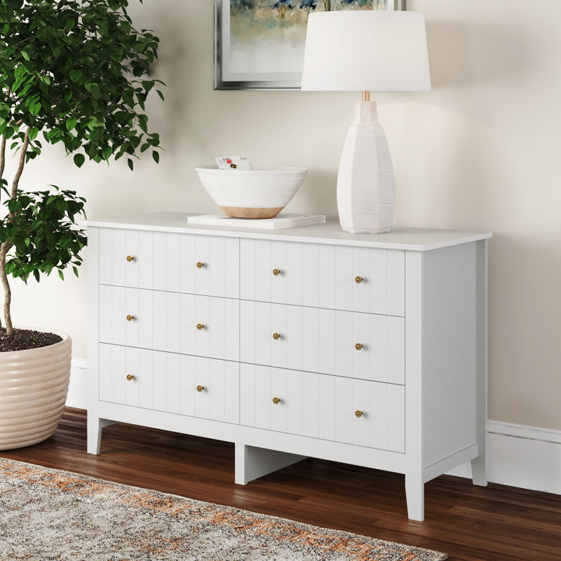 Arcel 52.36" W 6-Drawer Manufactured Wood Double Dresser, White