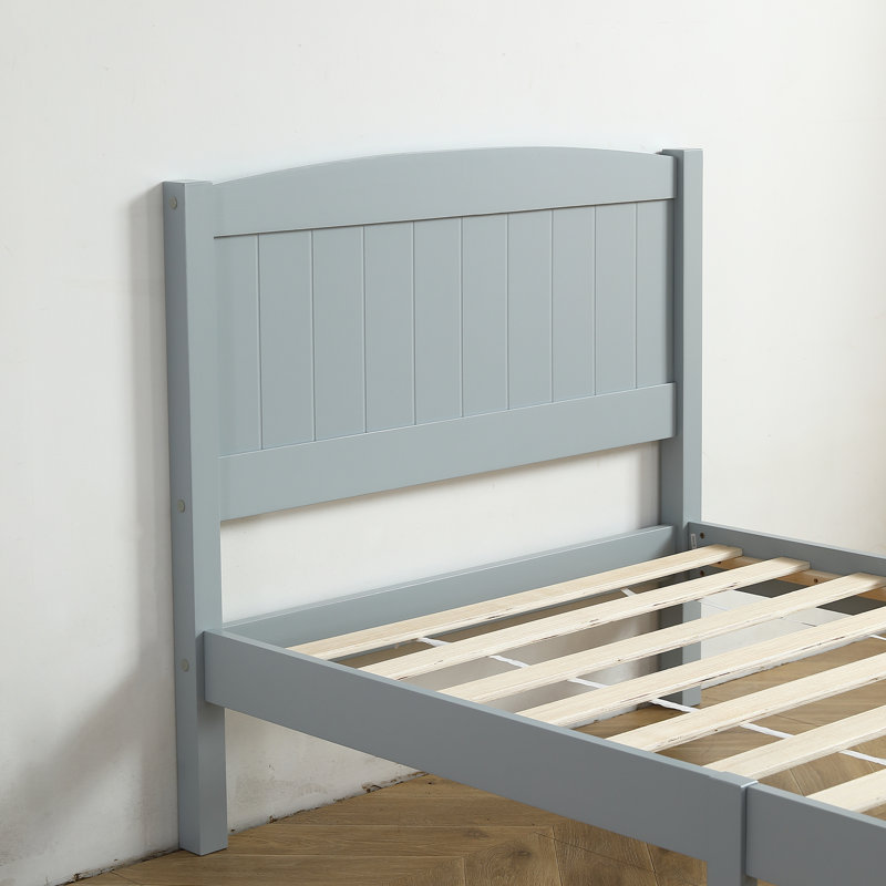 Lit en bois massif Heffron, Lit simple, Gris