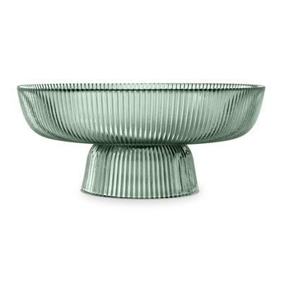 Glass Fruit Bowl - Decorative Fluted Colored Table Centerpiece Dish