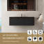 Ensemble de meuble-lavabo flottant 48 po avec lavabo, meuble de rangement mural moderne à rayures avec tiroirs à fermeture en douceur et cuve à sable en quartz noir, noyer fumé-1301187407