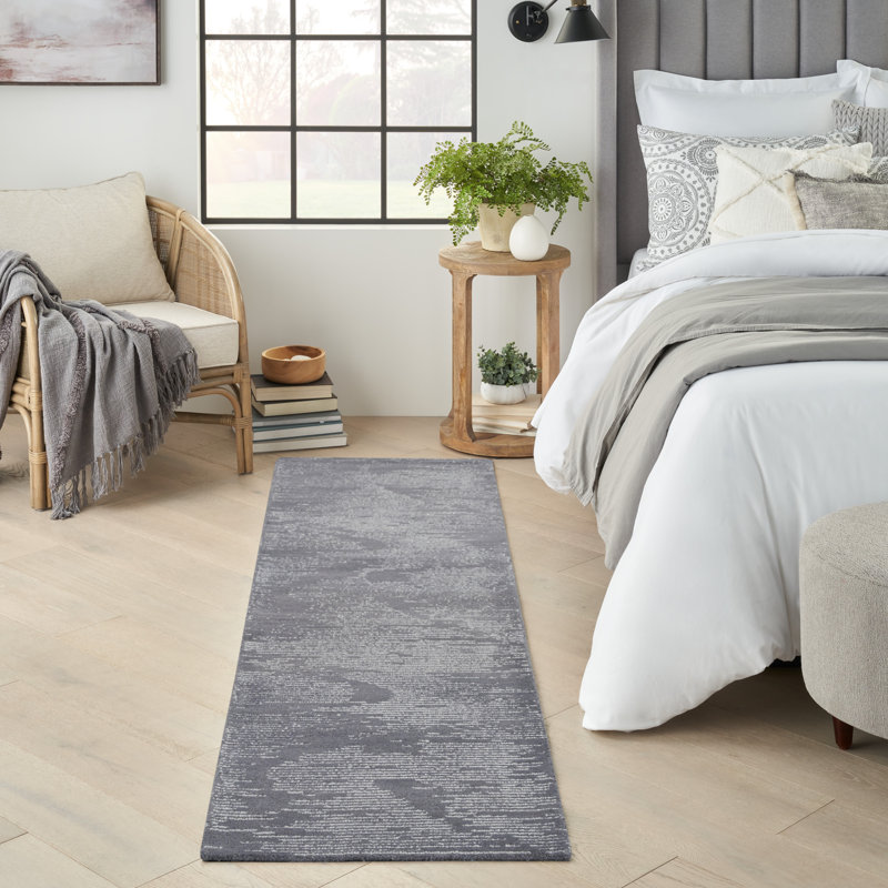 Abstract Area Rug in Blue/Ivory, Runner 2'3" x 8'