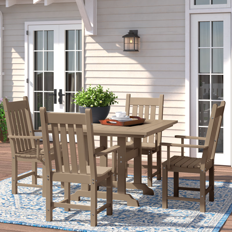 Laguna 4 - Person Patio Dining Set with Square Table, Weathered Wood