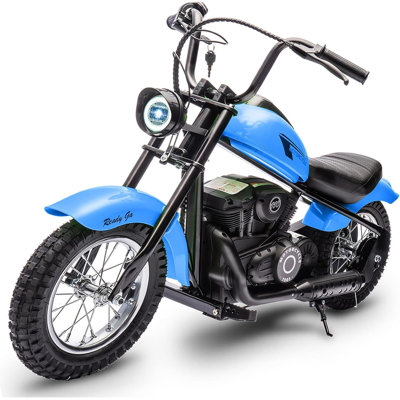 24V Kids & Teens Electric Dirt Bike, 250W Motor, 14MPH, LED Light, Leather Seat, 60Min Ride Time
