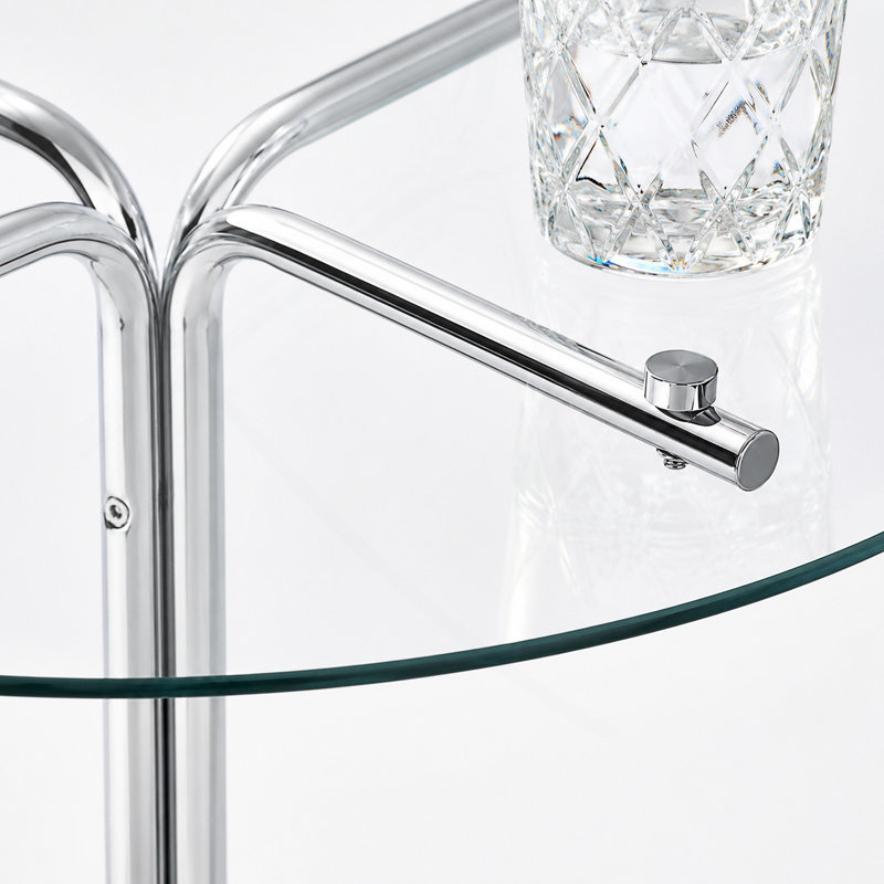 36 Inch Round Modern Dining Table with Tempered Glass and Stable Four-Claw Metal Base for Compact Spaces, Clear / Silver