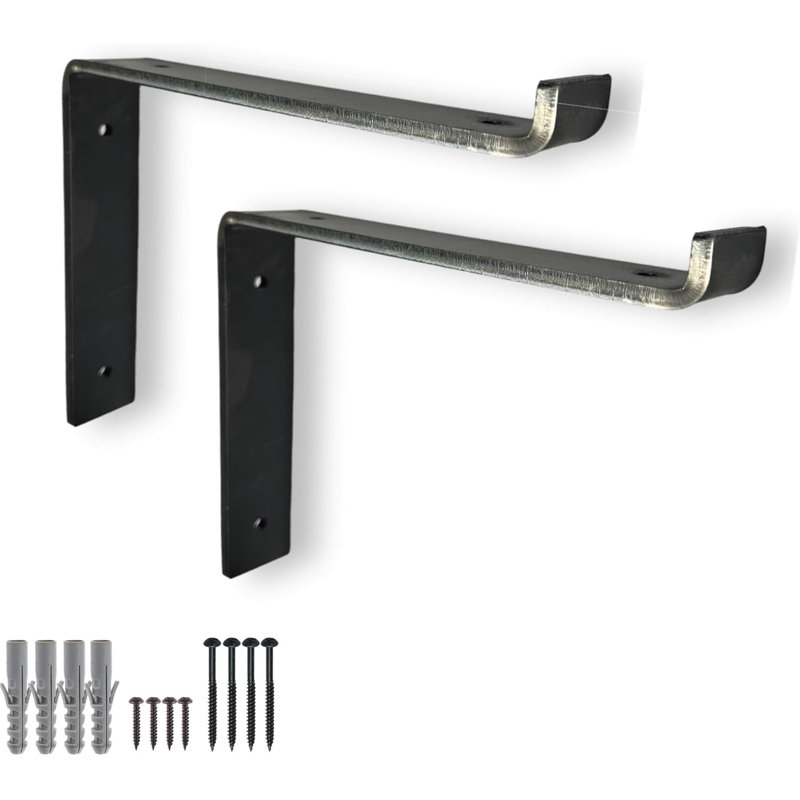 Heavy Duty Shelf Brackets Rustic Scaffold Board Shelving Industrial Iron/Steel Metal (Pair) By BMF Direct, 255mm-Down