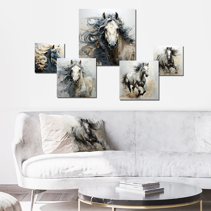 Fantaisie cheval féminin - ensemble d'art mural cheval de 5