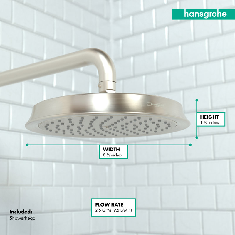 Raindance C 180 Rain Shower Head, Brushed Nickel