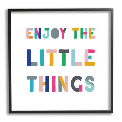 «Enjoy Little Things», bloc de phrases pour enfants, typographie grise surdimensionnée rustique encadrée, estampe numérique par CAD Designs
