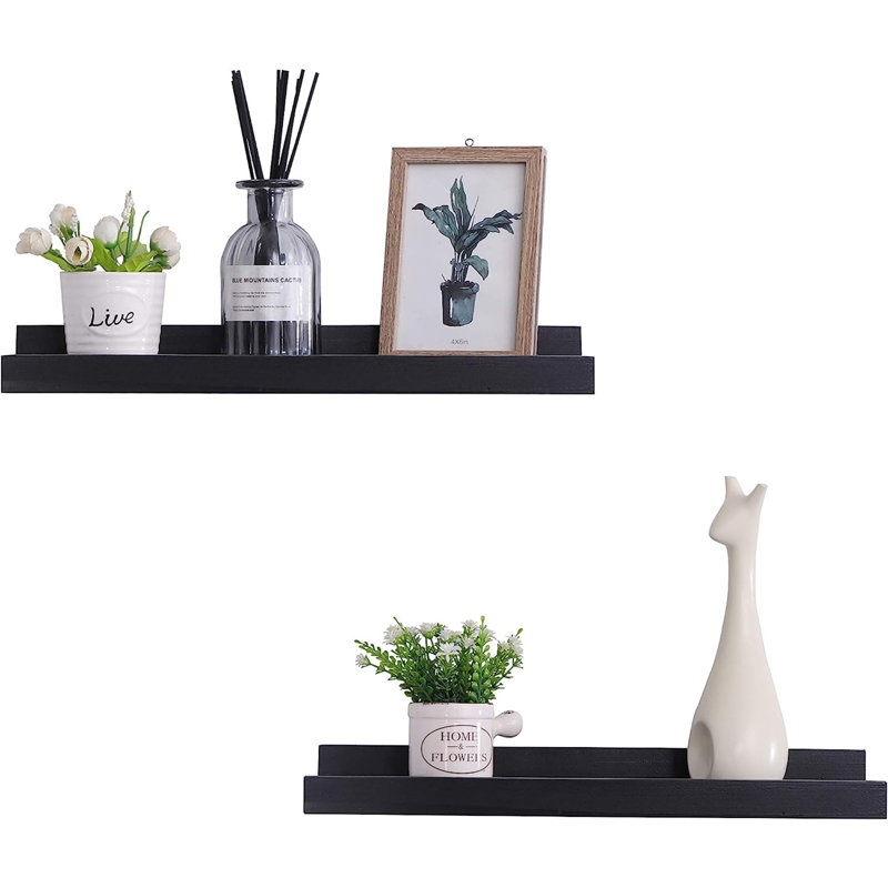 Emelio 2 Piece Solid Wood Floating Shelf