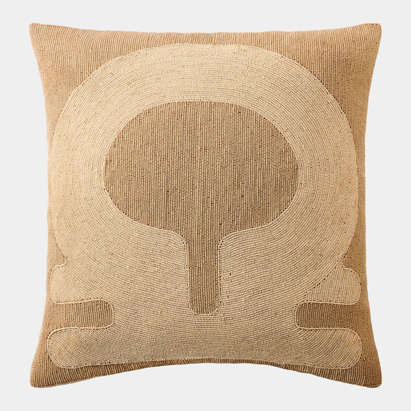 Carthago Beaded Geometric Square Pillow Cover & Insert, Sand/Key