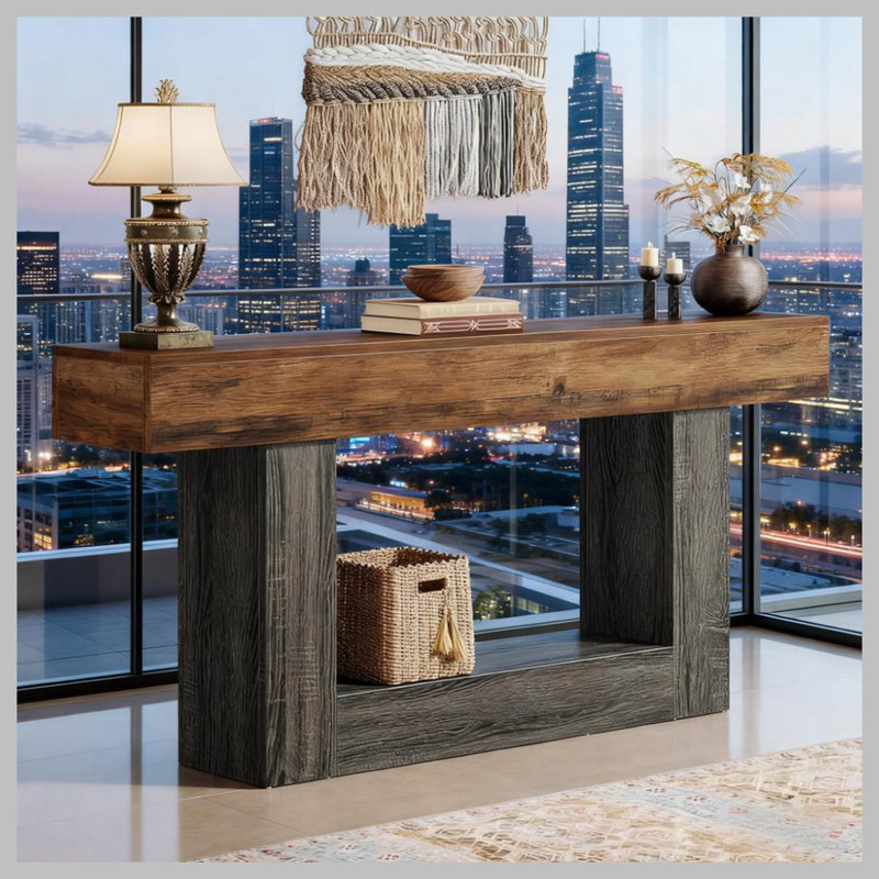 Wooden Console Table, Narrow Long Wood Sofa Table, Living Room Table Rectangular Sofa Table Behind The Couch