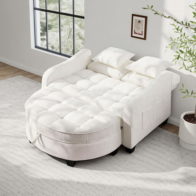 Chaise longue convertible 42,68 po avec repose-pieds avec rangement