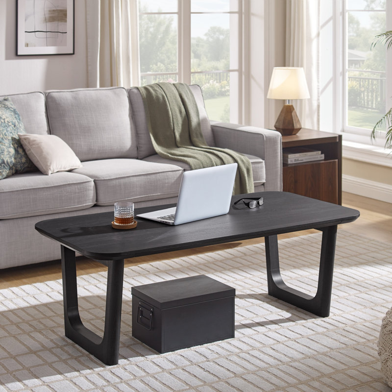 Table basse moderne de 51,4 po de largeur avec pieds uniques en forme de U, Black