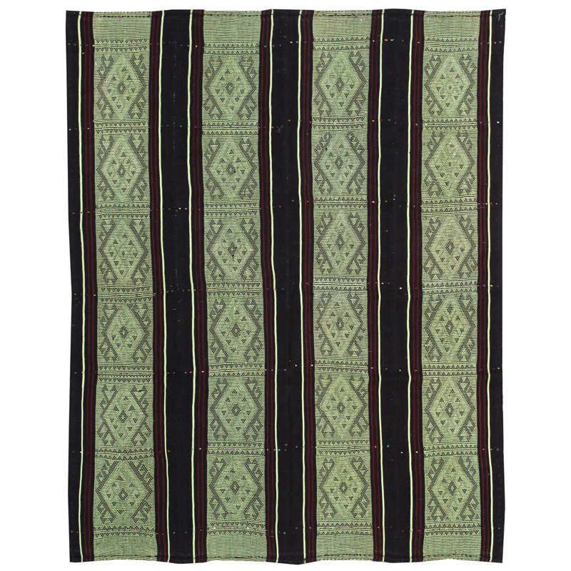 Tapis unique vert / crème glacée à la menthe / cacao Jijim 5 pi 10 po x 7 pi 5 po