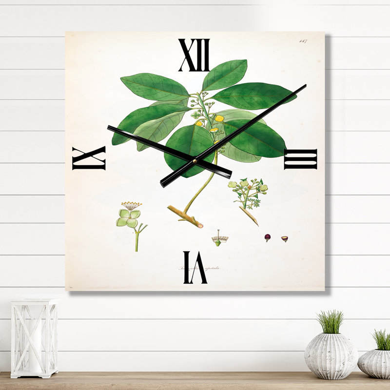 Horloge murale rétro Vintage Botanicals V, Grand