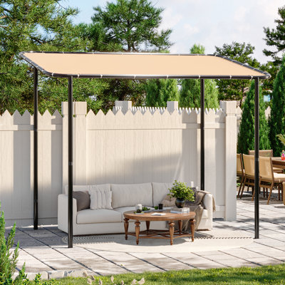 10 Ft. W x 10 Ft. D Lean to Gazebo Metal Pergola With Canopy
