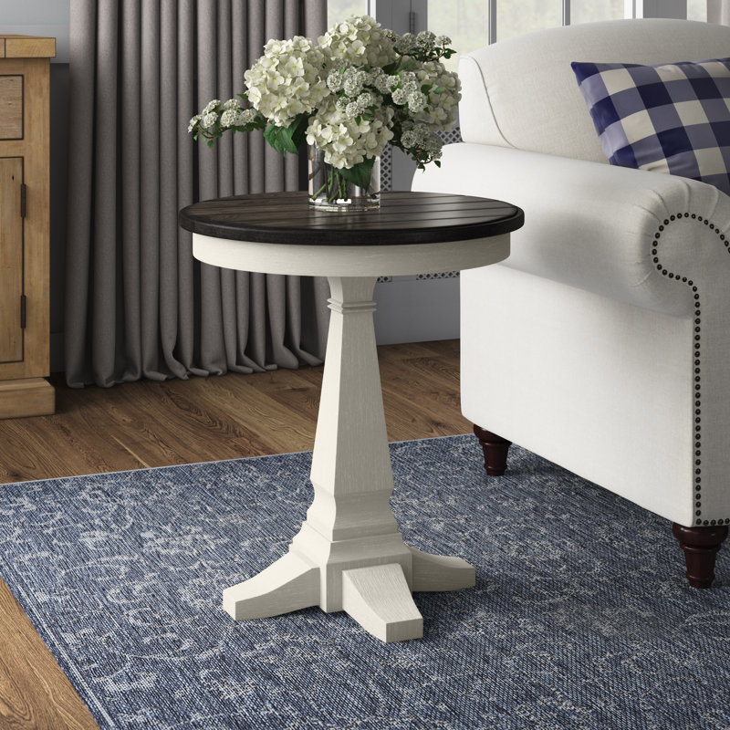 Colburn Round Wooden Pedestal End Table