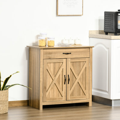 Cabinet, Barn Door Coffee Bar Cabinet With Drawer And Adjustable Shelf, For Living Room, Entryway, Rustic Charm Sideboard, Natural Wood Tone Decorate Your Room Entryway