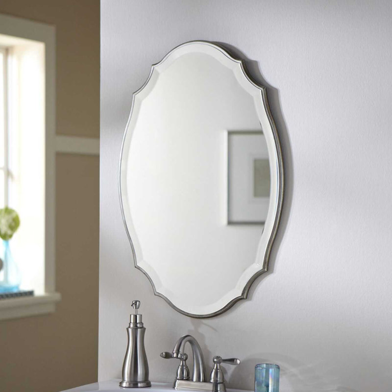 Ikumi Beveled Classic Accent Mirror, Lightly antiqued/Gold leaf, 30" x 19.9"