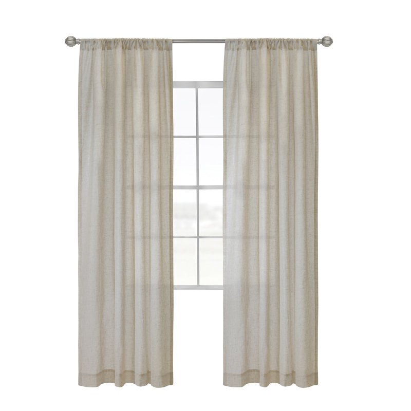 Vita Sheer Curtain Single Panel, Linen, 84" L x 50" W