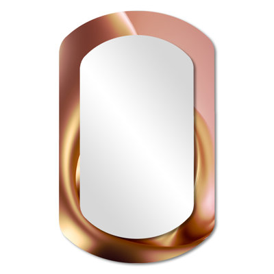 Subtle Sophistication In Exquisite Pink And Gold III - Liquid Ink Cylinder Large Wall Mirror, Modern Asymmetrical Unique Mirror, Printed Metal Art
