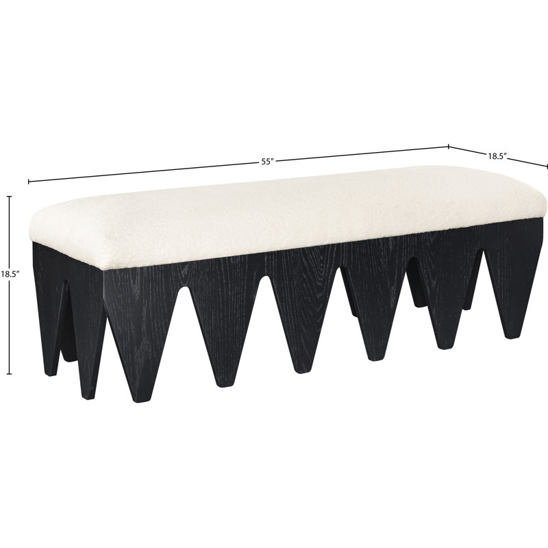 Banc en tissu Altair, Tissu de fourrure velours crème / finition noire