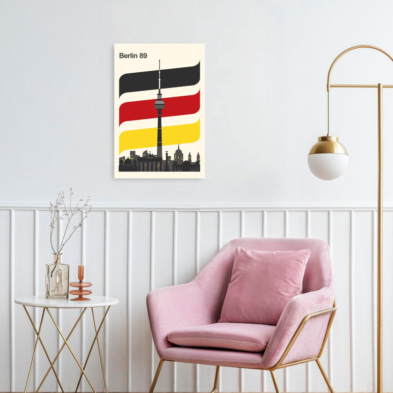 Berlin 89 German Skyline Abstract Contemporary Architecture City Wall Art Print, 60.96cm H x 40.64cm W
