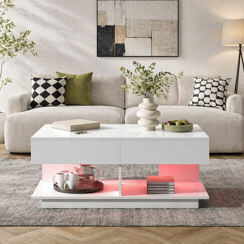 41.3''-76.7'' Extendable Coffee Table, Efficient Central Coffee Table with Multiple Storage Compartments, Multifunctional Adjustable Coffee Table with Hidden Storage Space for Living Room