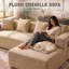 Modern Oversized 262cm Boneless Corner Sofa L-Shaped Chenille Sofa With Storage Pockets-131208776-131208779