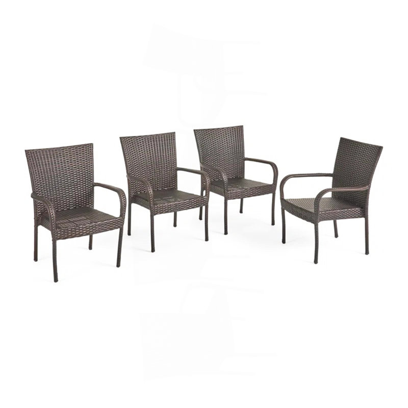 Chaise empilable Pe, 4 pièces, Brun