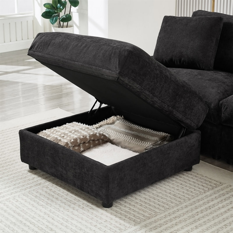 Canapé modulaire 72,05 po L, Polyester noir