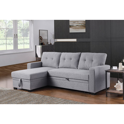 Upholstered Pull Out Sectional Sofa With Chaise
