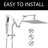12 Inch All Metal Rain Shower Head With Handheld Built-In Power Wash Mode, With 16" Adjustable Extension Arm-124811904