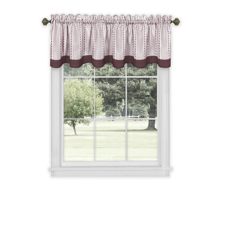 Delahunt Striped Scalloped Window Valance, Burgundy