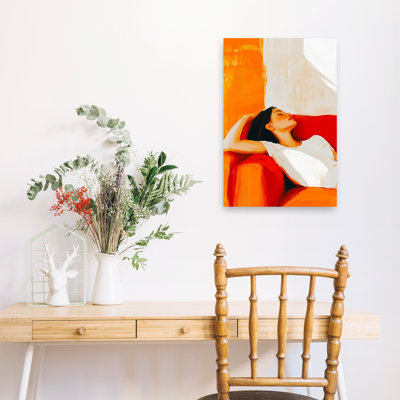 «Woman Resting In Sunlight Abstract Modern Peaceful Architecture», art mural