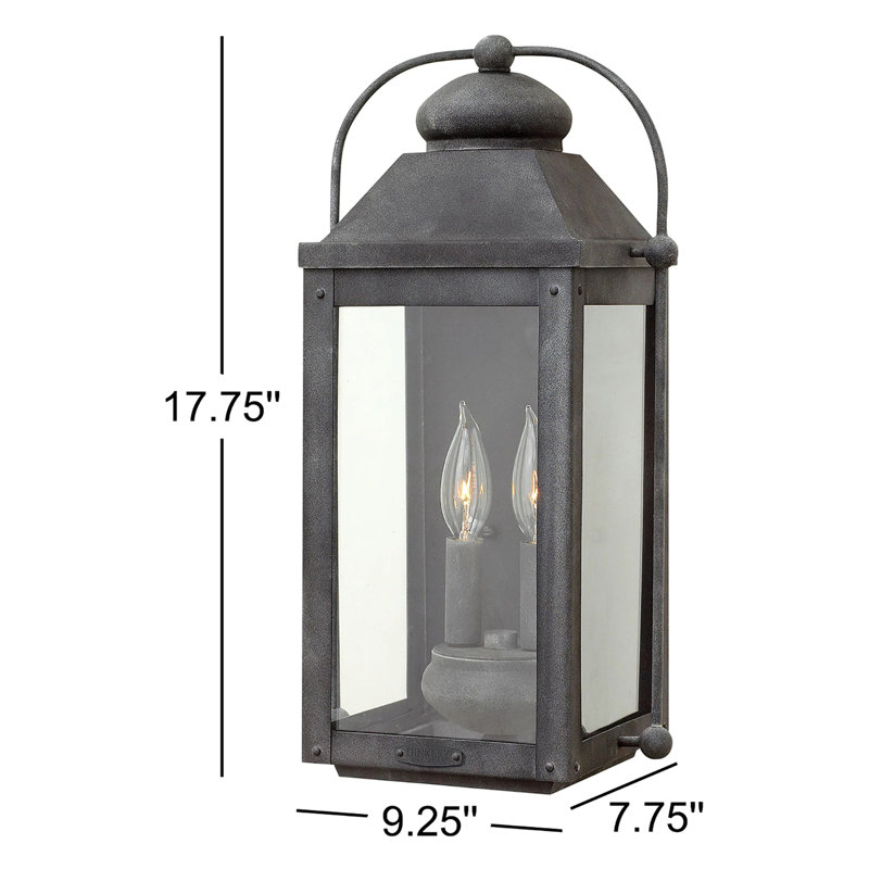Anchorage 2-Light Outdoor Wall Lantern, Aged Zinc, 17.75" H x 9.25" W x 7.75" D